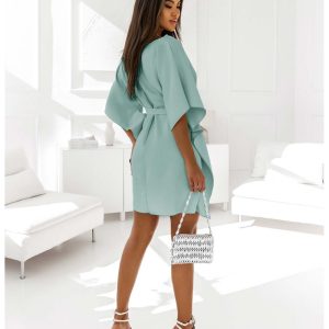 Kobieca sukienka nietoperz CANDICE - szałwiowa