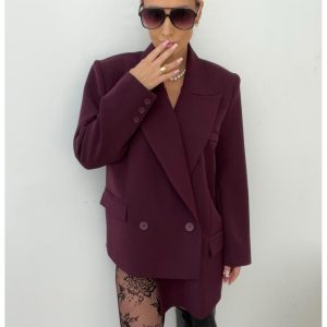 Asymetryczna marynarka oversize WINNET - bordowa