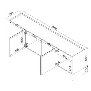 Komoda z drzwiami beżowa / dąb mat 200 cm Olmo