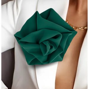 Broszka przypinana róża materiałowa - butelkowa zieleń