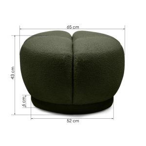Puf tapicerowany Solla, ciemnozielony, boucle, obłe kształty