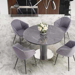 Stół rozkładany szary marmur / szary mat 120 - 160 x 76 cm Ricardo