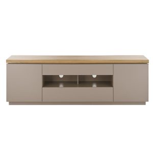 Szafka RTV beżowoszara / drewno akacjowe mat 173 cm Cavo