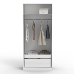 Szafa dwudrzwiowa Neroli, proste ryfle/lustro, biała