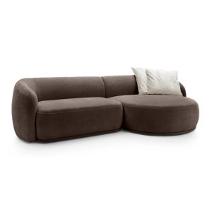 Narożnik modułowy Nobo, obłe kształty, brązowy, prawostronny