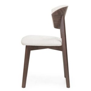 Krzesło tapicerowane Mori, drewniane, kremowe/orzech,