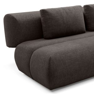 Sofa z funkcją spania Dot ciemnobrązowa, obłe kształty