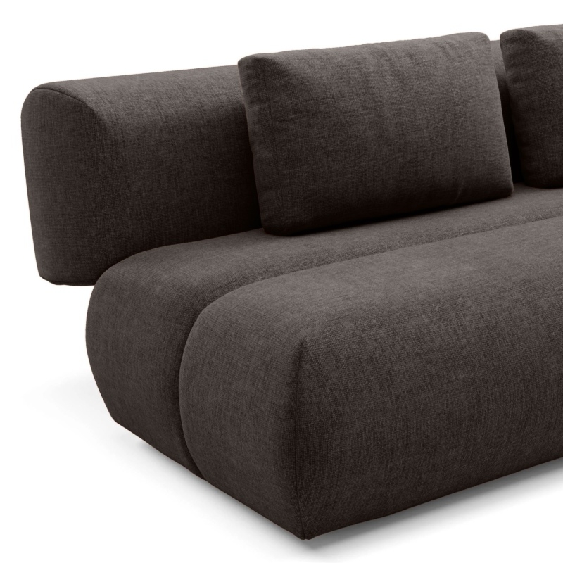 Sofa z funkcją spania Dot ciemnobrązowa, obłe kształty