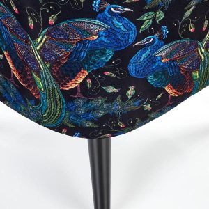 Fotel wypoczynkowy tapicerowany czarny / wielokolorowy Pagoni