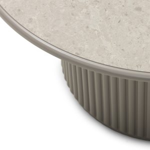 Stolik kawowy Livorno 80 cm, okrągły, szary, lamele, dekor marmuru