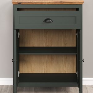 Komoda na buty Emerald, 77 x 39 x 102 cm, ciemny zielony, dąb Evoke