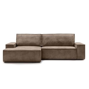 Narożnik rozkładany Fiord z pojemnikiem, ciemnobrązowy, lewostronny