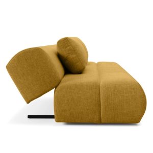 Sofa z funkcją spania Dot musztardowa, obłe kształty