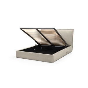 Łóżko tapicerowane Willow 180x200 ze stelażem, szarobeżowe