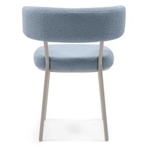 Krzesło tapicerowane Iga, niebieskie/szarobeżowe nóżki, boucle
