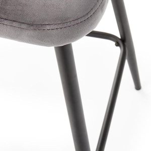 Hoker z oparciem tapicerowany szary / czarny H96