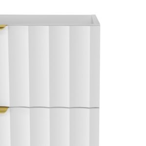 Szafka pod umywalkę Arcos, 60 cm, ryflowana, złote uchwyty, biała