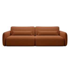 Sofa rozkładana Mossa Big z 2 pojemnikami, obłe kształty, miedziana