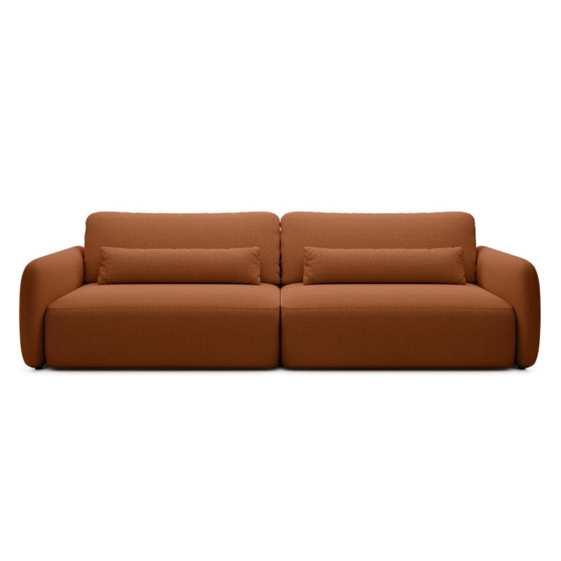Sofa rozkładana Mossa Big z 2 pojemnikami, obłe kształty, miedziana