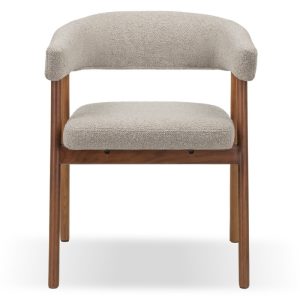 Krzesło tapicerowane Giovani, jasnobrązowe/drewno dębowe, zaokrąglone