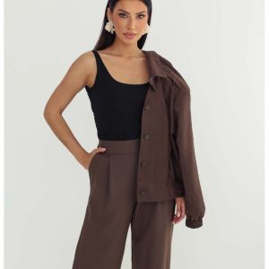 Zamszowa kurtka katana TAVIA - czekoladowa