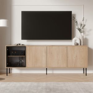 Komoda z drzwiami dąb cremona mat 200 cm Linoa