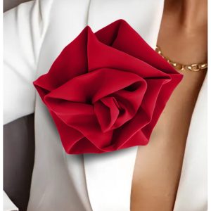 Broszka przypinana róża materiałowa - czerwona