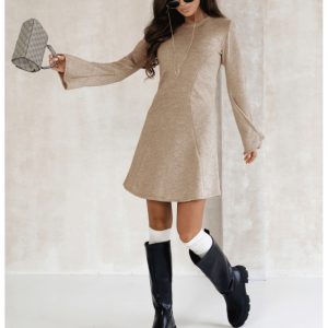 Dzianinowa sukienka mini MYRCELLA - beżowa