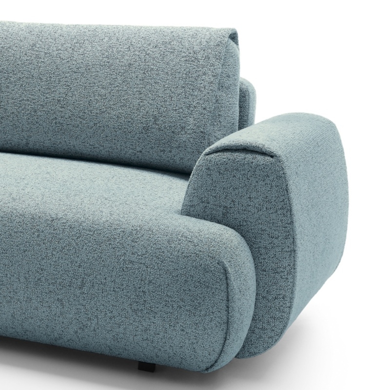 Narożnik rozkładany Pocket z pojemnikiem, niebieski melanż, lewy