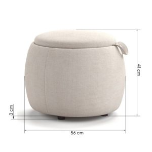 Puf tapicerowany ze schowkiem i blatem Tacumi jasnobeżowy