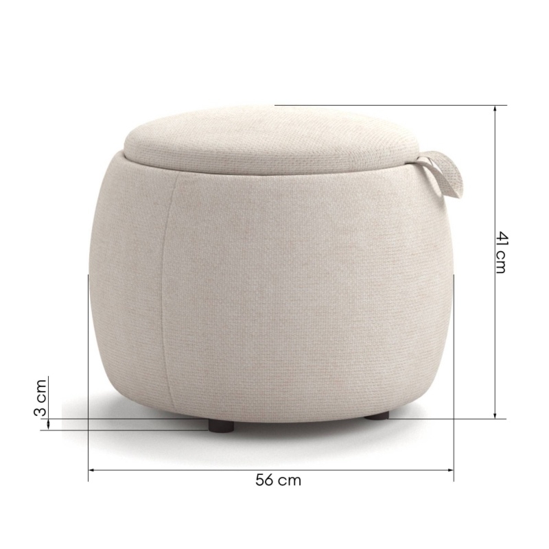 Puf tapicerowany ze schowkiem i blatem Tacumi jasnobeżowy