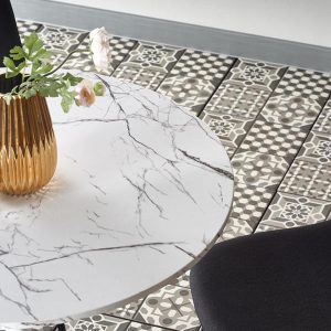 Stół okrągły biały marmur / biały mat 80 cm Denver