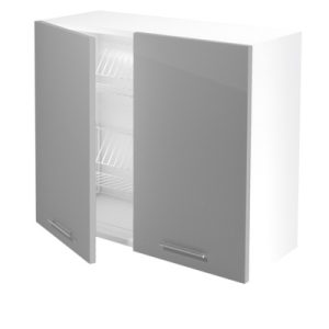 Szafka górna z ociekaczem biała / jasnoszara mat / wysoki połysk 80 cm Vento