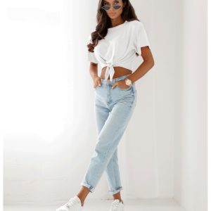 Wiązany top z wiskozy TOLA - biała