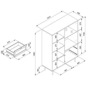 Komoda z szufladami i drzwiami dąb sonoma mat 101 cm Bali