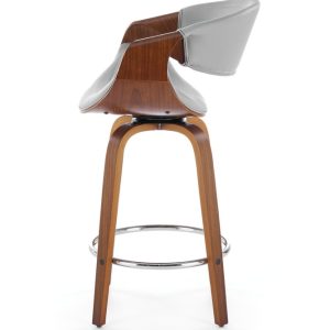 Hoker z oparciem ekoskóra szary / orzech / srebrny H123