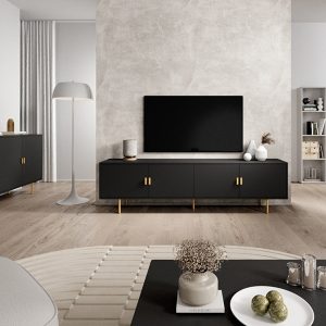 Komoda z drzwiami czarna mat 150 cm Adoro