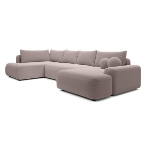 Narożnik rozkładany Loop U2 z pojemnikiem prawostronny, brązowoszary, boucle