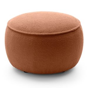 Puf tapicerowany Bella, miedziany, obłe kształty, boucle