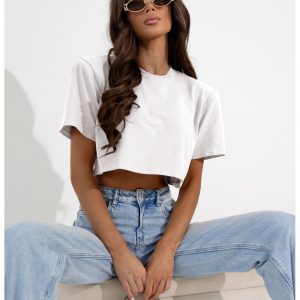 Pudełkowy top z poduszkami LEE - biały