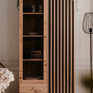 Witryna dwudrzwiowa z szufladami dąb artisan / antracyt mat 92 x 198 cm Medan