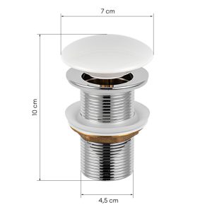 Okrągły korek umywalkowy Holyshi klik-klak, biały mat