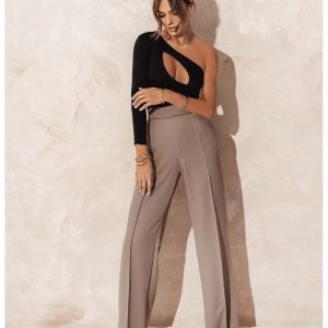 Body na jedno ramię z wycięciem ANVIS - czarne