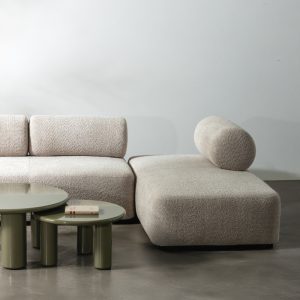 Narożnik modułowy Moso 250 cm, beżowy, prawostronny, zaokrąglony