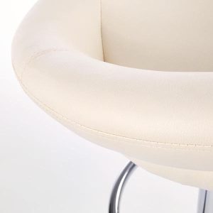 Hoker z oparciem ekoskóra beżowy / srebrny H15