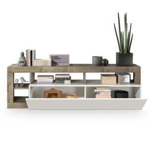 Szafka RTV biała / klon mat / połysk 184 cm Verden