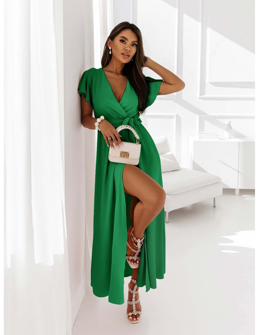 Elegancka sukienka maxi CAROLINE - zielona