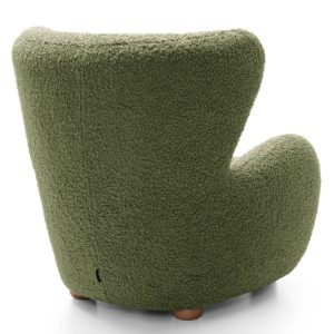 Fotel Ciro zielony/dąb, boucle, obłe kształty