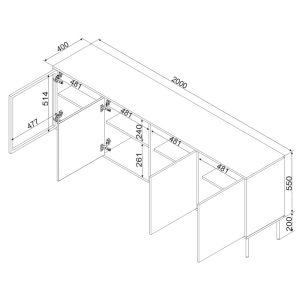 Komoda z drzwiami kaszmir mat 200 cm Linoa