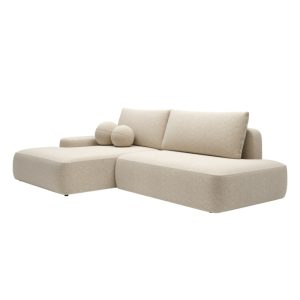 Narożnik rozkładany Loop O z pojemnikiem, jasnobeżowy, lewy